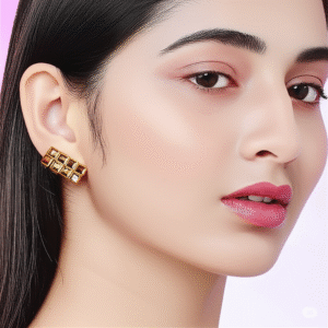Golden Square Kundan Ear Climber